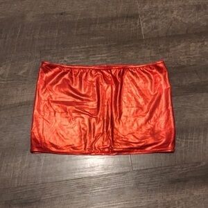 Pink zone red lamè tube top